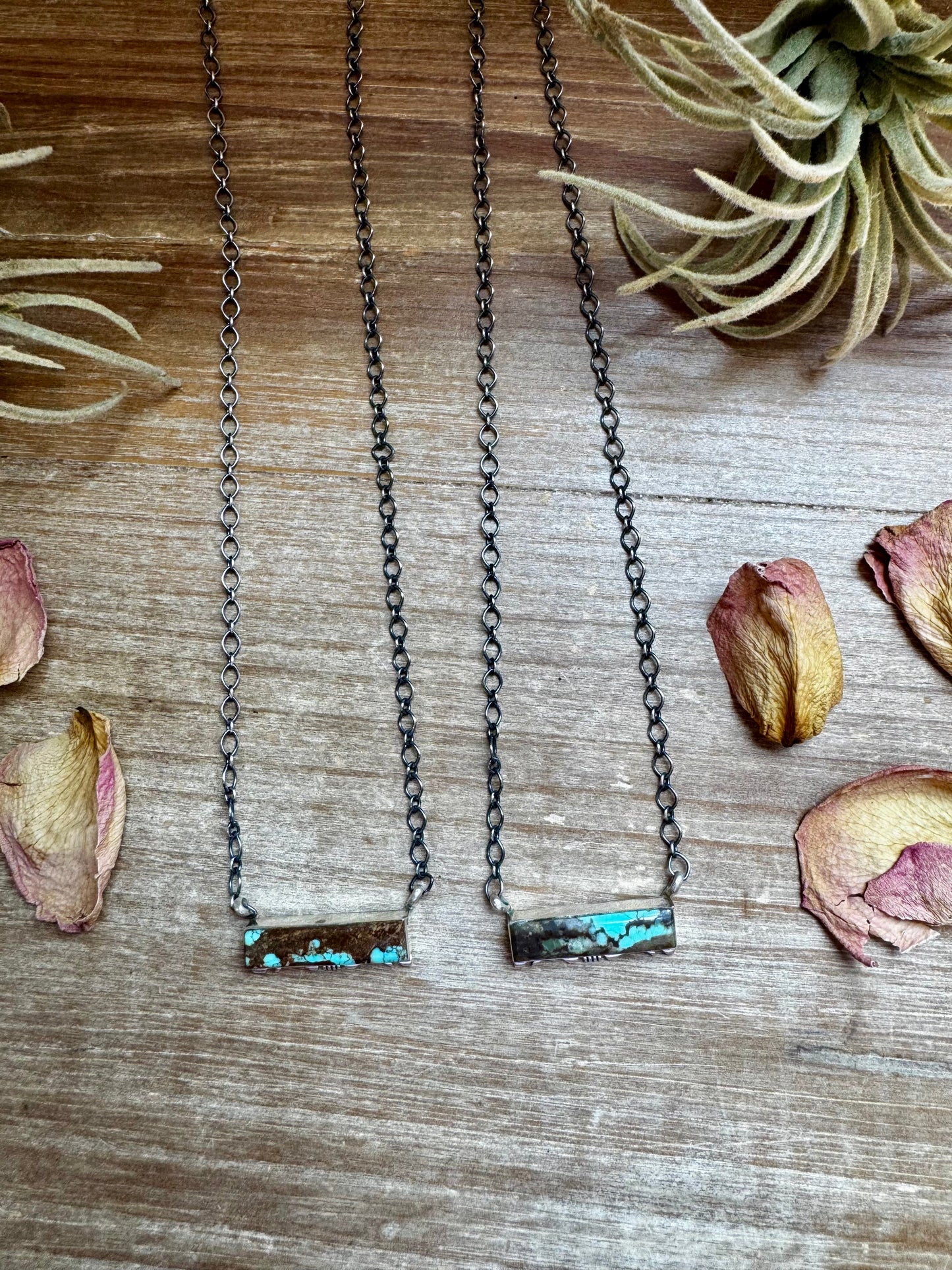 Sterling Silver Bar Necklace with #8 Turquoise