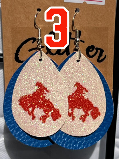 Teardrop Faux Leather Glitter Earrings - Rodeo