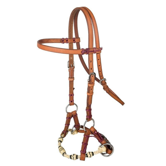 Tabelo Rope Nose Sidepull with Rawhide Brown