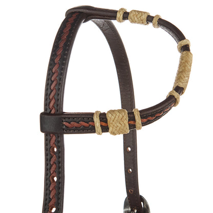 Natural Rawhide Rope Tooled Single Ear Headstall