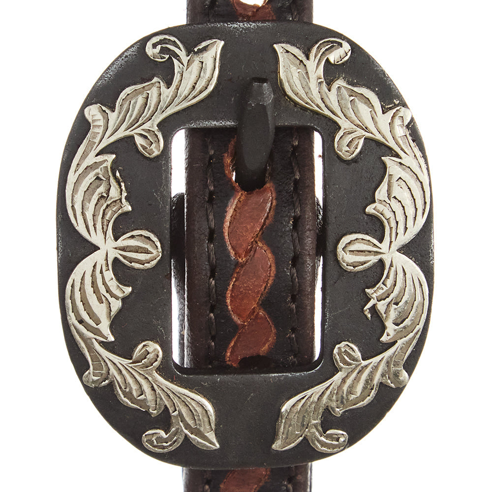 Heavy Oiled Rope Tooling Silver Scroll Double Buckle 5 8 Inch Single Ear Headstall