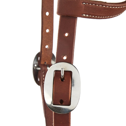 Heavy Oiled 3 4 Harness Leather Double Buckle Single Ear Headstall