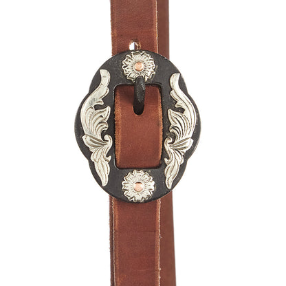 Heavy Oil Harness Leather Double Flower Buckle Slit Ear Headstall