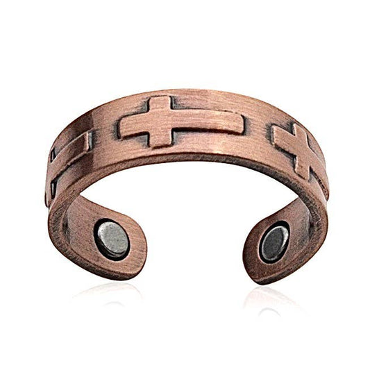 RP 45 Solid copper cross design magnet ring helps arthritis