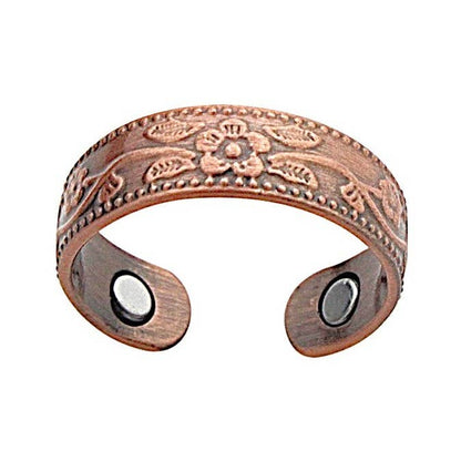 RP 21 Solid copper flower design magnet ring help arthritis