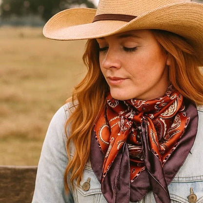 Rust and Brown Floral Paisley Wild Rag / Scarf