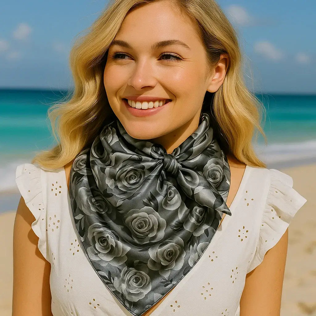 Grey Roses Wild Rag/Scarf