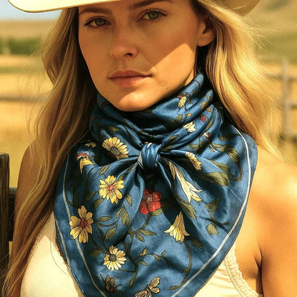 Grey and Blue Tulips and Lilies Wild Rag/Scarf