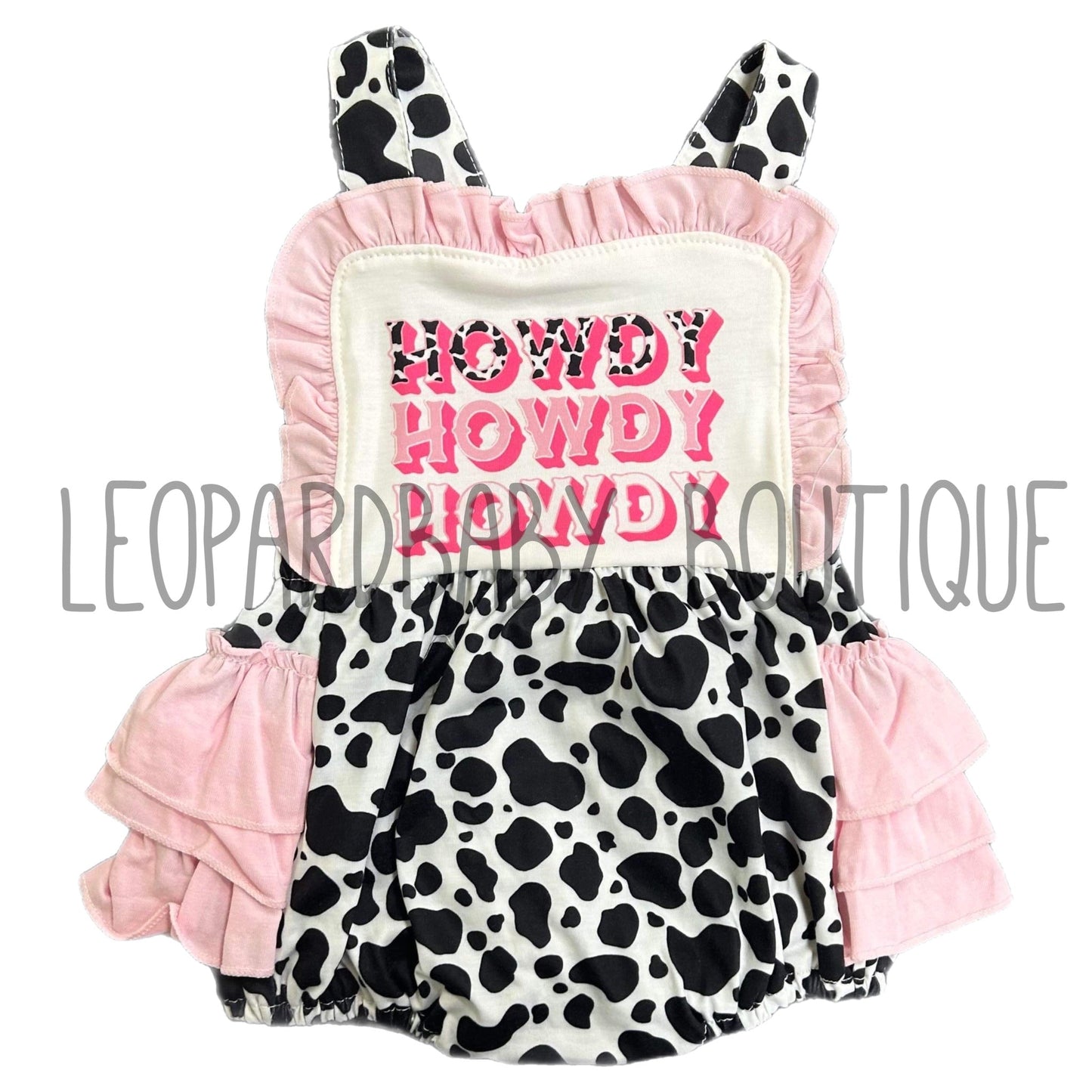 Howdy cow ruffle Romper