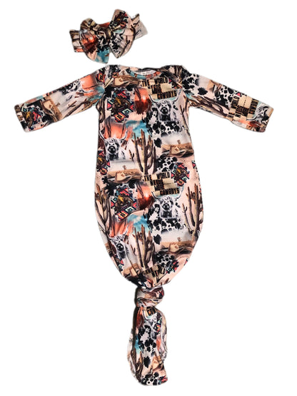 Western collage gown and headband set