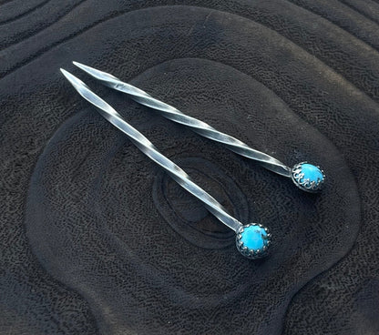 Turquoise Sterling Silver Cowboy Toothpick - Hat Pin