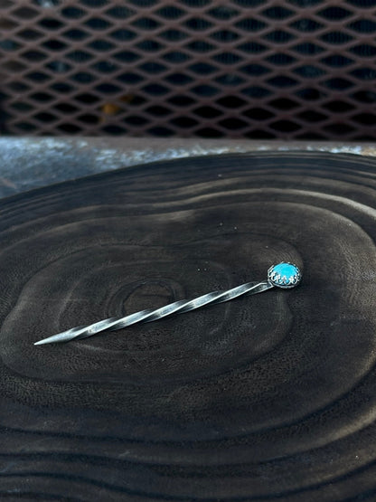 Turquoise Sterling Silver Cowboy Toothpick - Hat Pin
